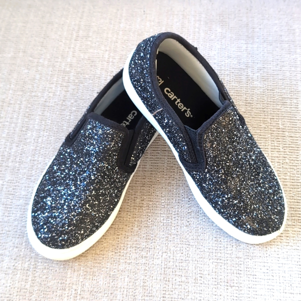 Black Sparkly Carter's Loafer Slip On Sneakers